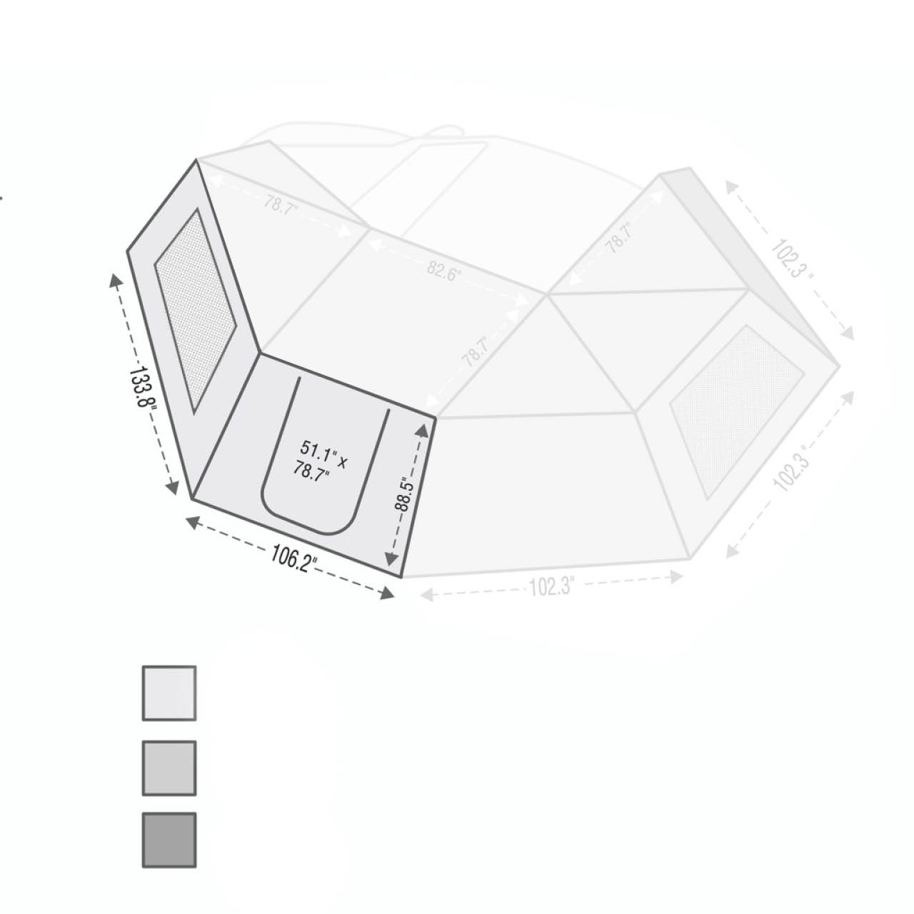 OVS | Tent Annex Room | HD Nomadic 270 Degree Awning Wall 1 with Door & Window - Driver Side | 18099910