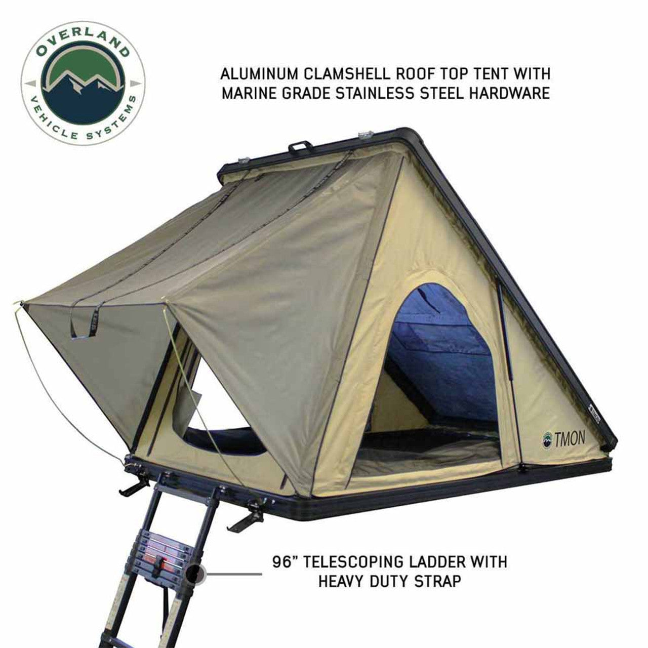 OVS | Tent Annex Room | LD TMON Clamshell Aluminum Hard Shell Roof Top Tent - 2 Person Capacity, Tan Body & Green Rainfly | 18119935