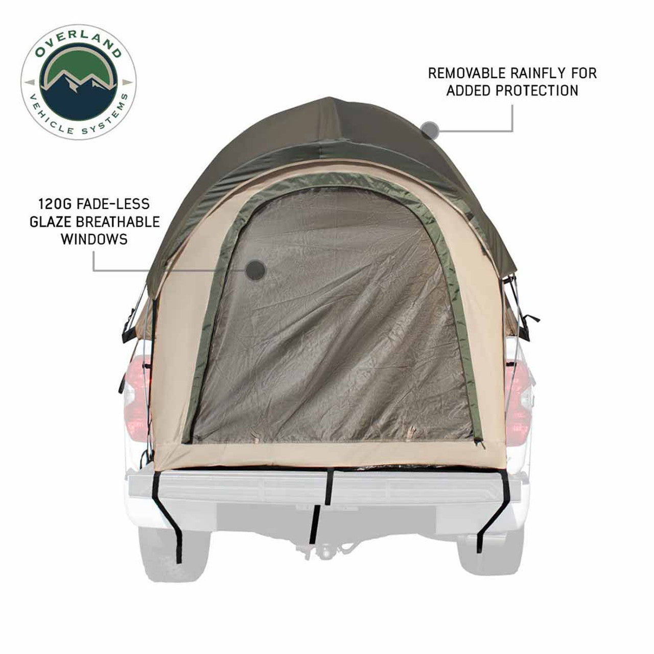 OVS | Tent | LD TACT - Bed Tent Full Size 6.5 Foot, Tan Body and Green Rainfly Overland Vehicle Systems | 18252542