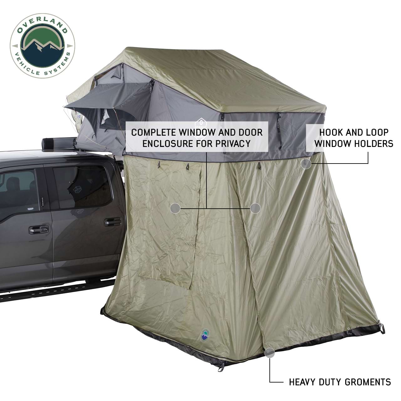 OVS | Tent Annex Room | HD Nomadic 3 Roof Top Tent Annex Green Base With Black Floor & Travel Cover | 18539936