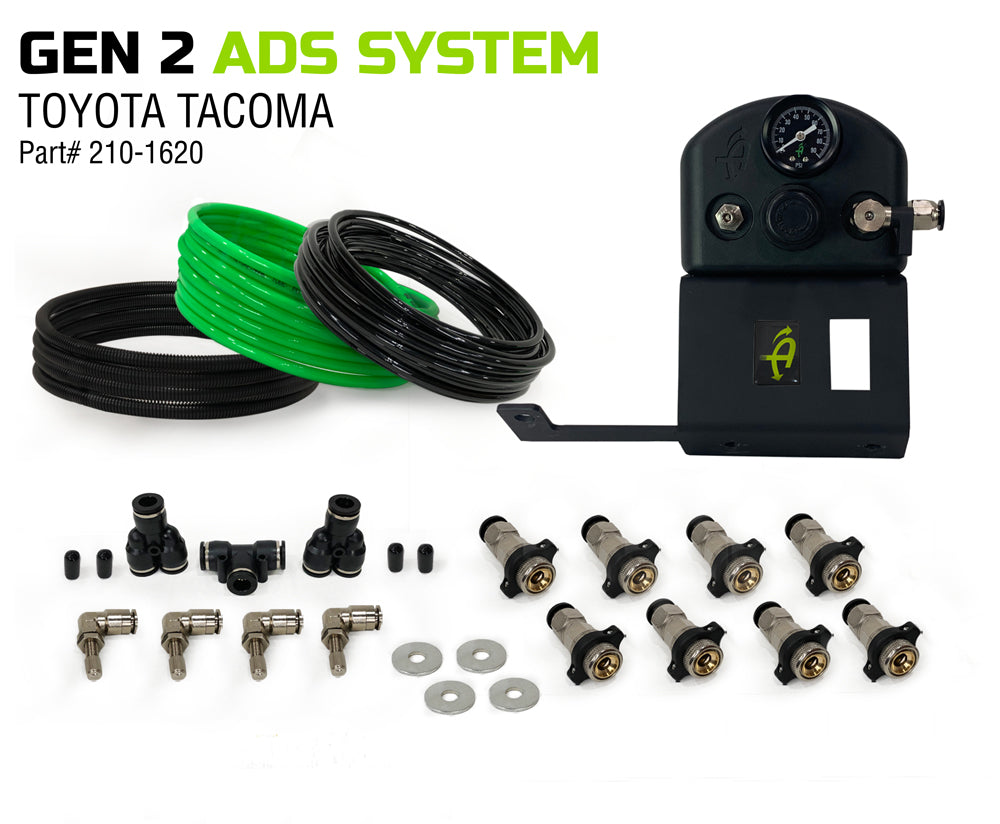 Up Down Air | Tire Inflation System | Tacoma Tire Inflator System 4 Tire For 16-20 Toyota Tacoma W/Engine Bay Mount With Box, Fittings, Hoses and Storage Bag Black UP Down Air | 237-1620