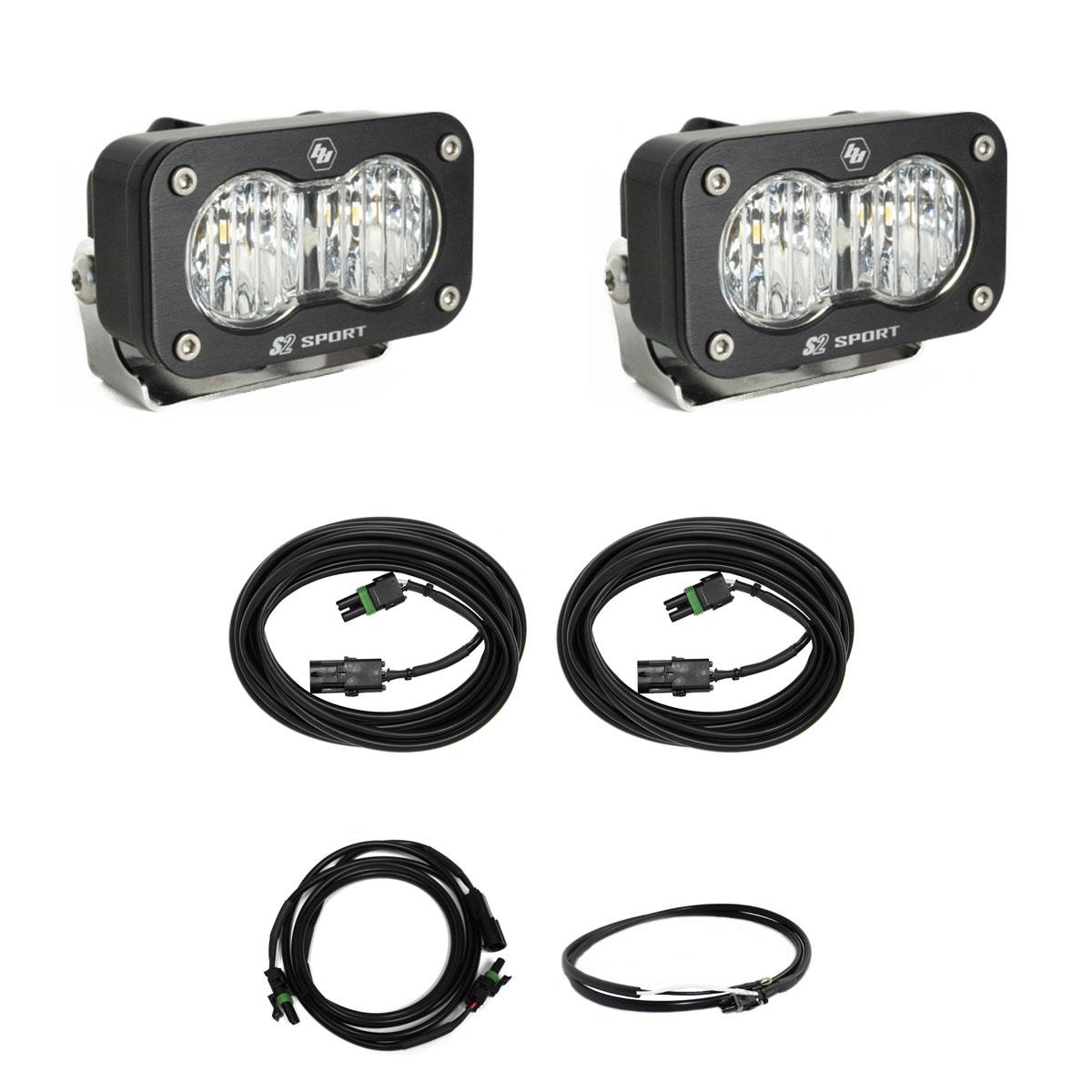 Baja Designs | LED Light Kit | S2 Sport W/C Reverse Kit w/ Upfitter Wide Cornering Clear Upfitter Wiring | 448209UP