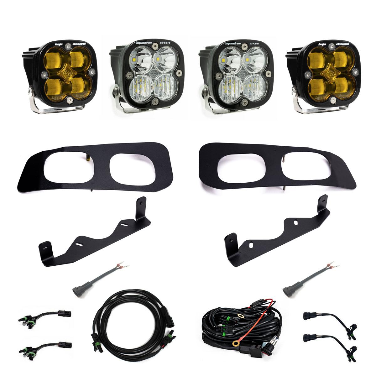 Baja Designs | Fog Lights | Squadron SAE/Sport Fog Pocket Kit 2023-On Ford F-250/350 Super Duty SAE Fog Amber Toggle Wiring | 448226