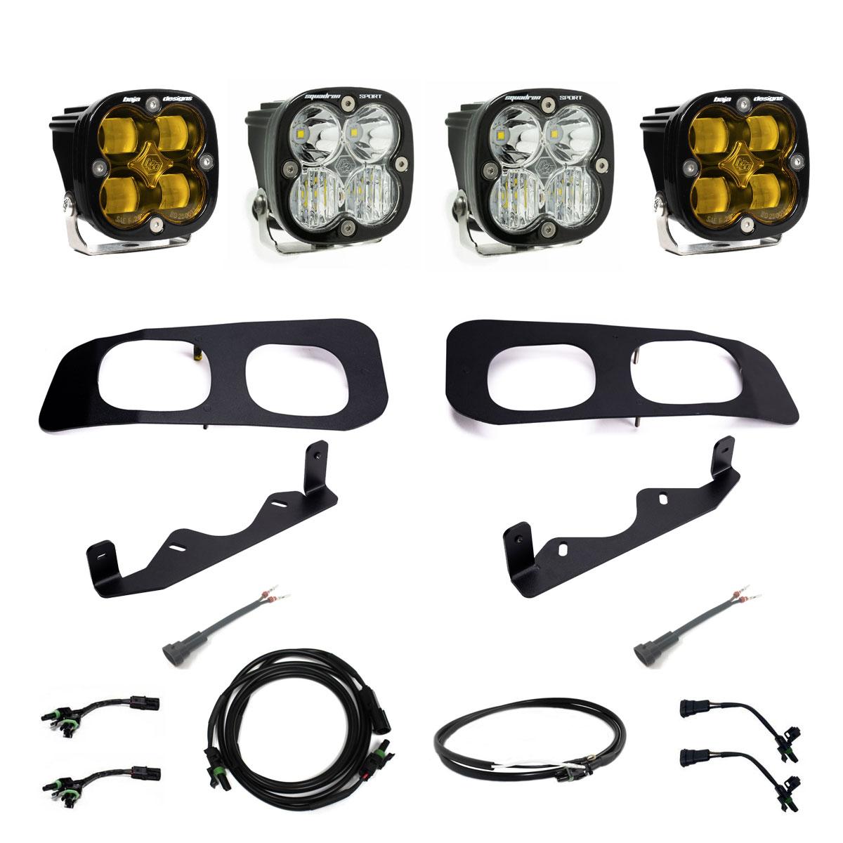 Baja Designs | Fog Lights | Squadron SAE/Sport Fog Pocket Kit 2023-On Ford F-250/350 Super Duty SAE Fog Amber Upfitter Wiring | 448226UP