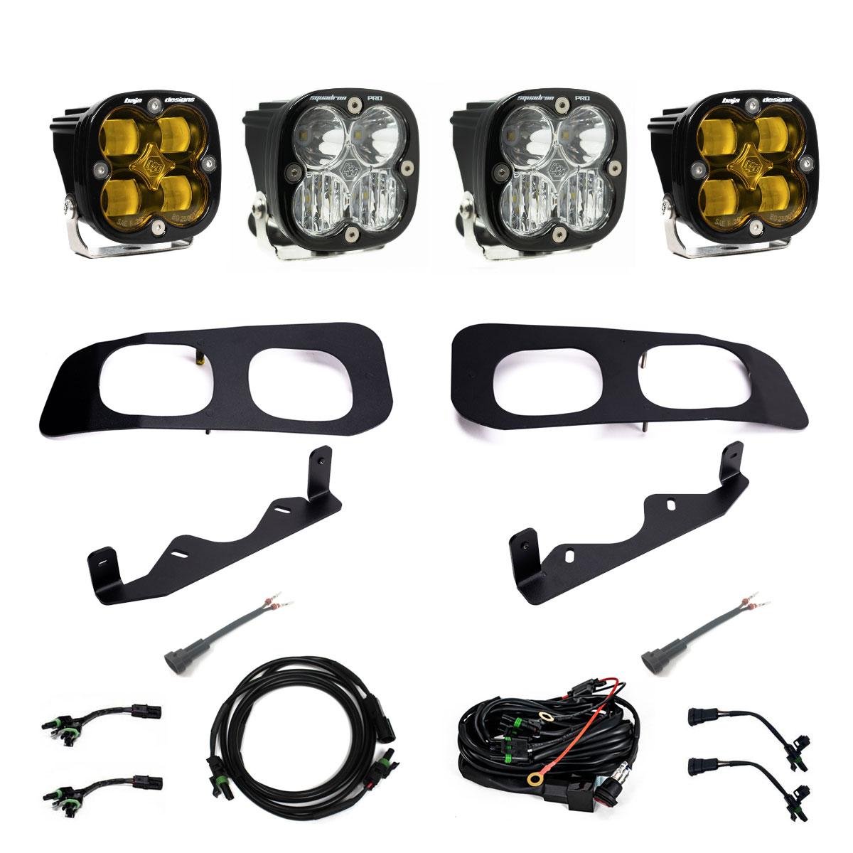 Baja Designs | Fog Lights | Squadron SAE/Pro Fog Pocket Kit 2023-On Ford F-250/350 Super Duty SAE Fog Amber Toggle Wiring | 448228