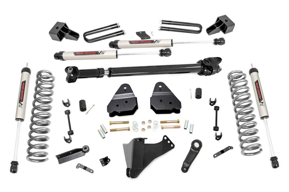 4.5 Inch Inch Ford Suspension Lift Kit w/ V2 Shocks and Front Driveshaft 17-20 F-350 4WD Diesel Dually Rough Country