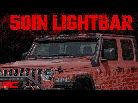 Rough Country | LED Light Bars | Jeep 50-Inch Straight LED Light Bar Upper Windshield Kit w/ Single-Row Black Series LED 20-Up Gladiator JT 18-20 Wrangler JL Rough Country | 70065