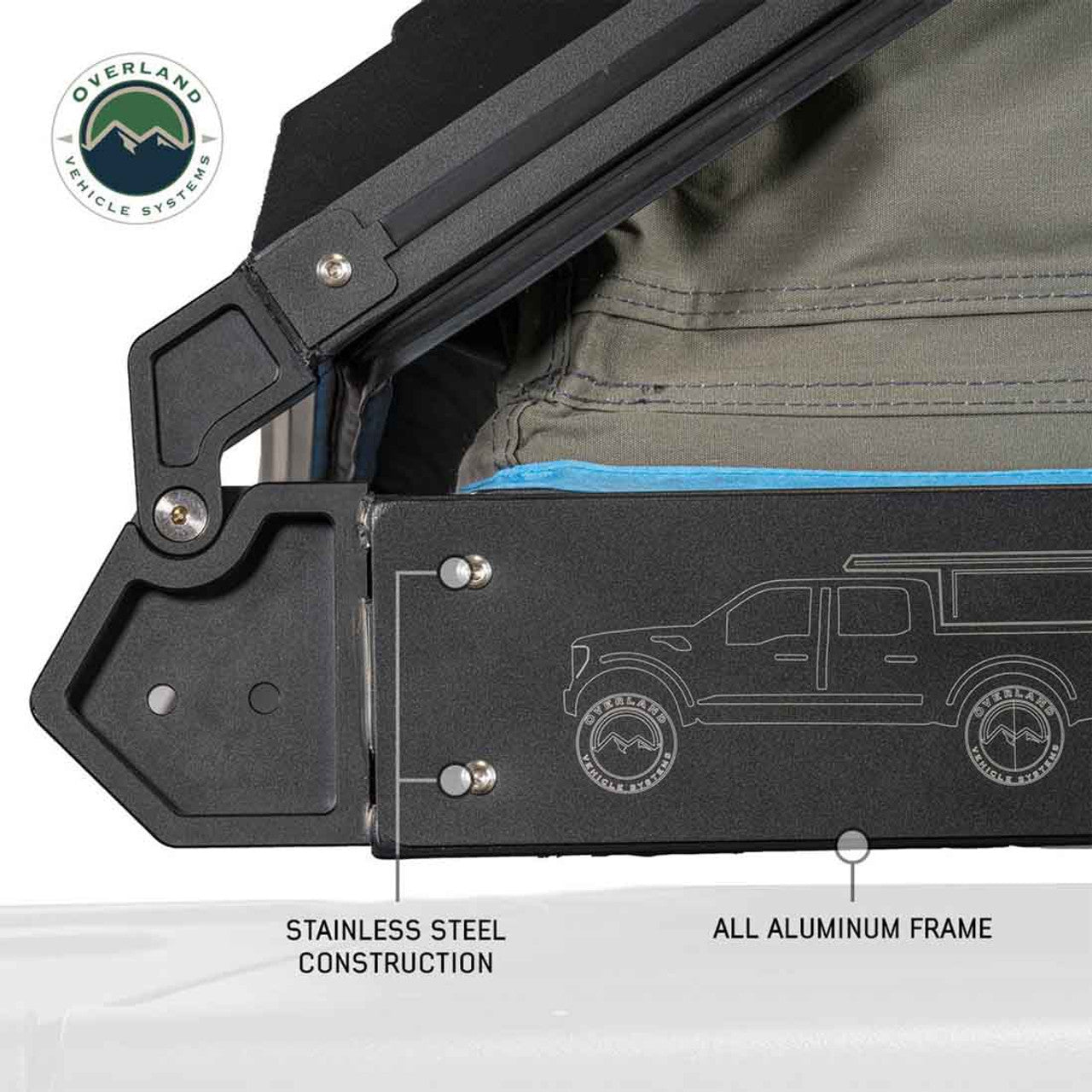 OVS | Truck Bed Caps | MagPak Camper W/Tent, Lights, Rear Molle Panel, Side Tie Downs, Front and Rear Windows 19-24 Jeep Galdiator 5 Foot Bed Overland Vehicle Systems | 70100103