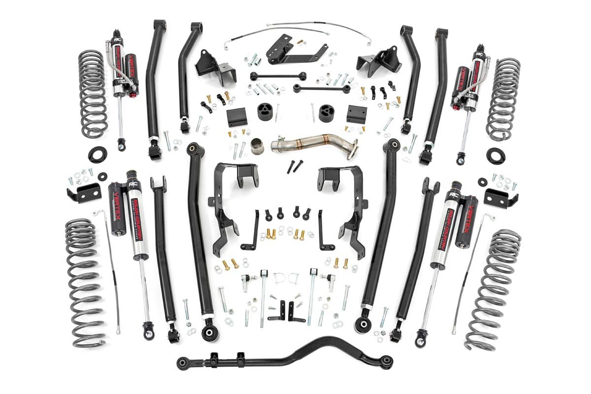 4.0 Inch Jeep Long Arm Suspension Lift Kit w/ Vertex Adjustable Reservoir Shocks 12-18 Wrangler JK 4-door Rough Country