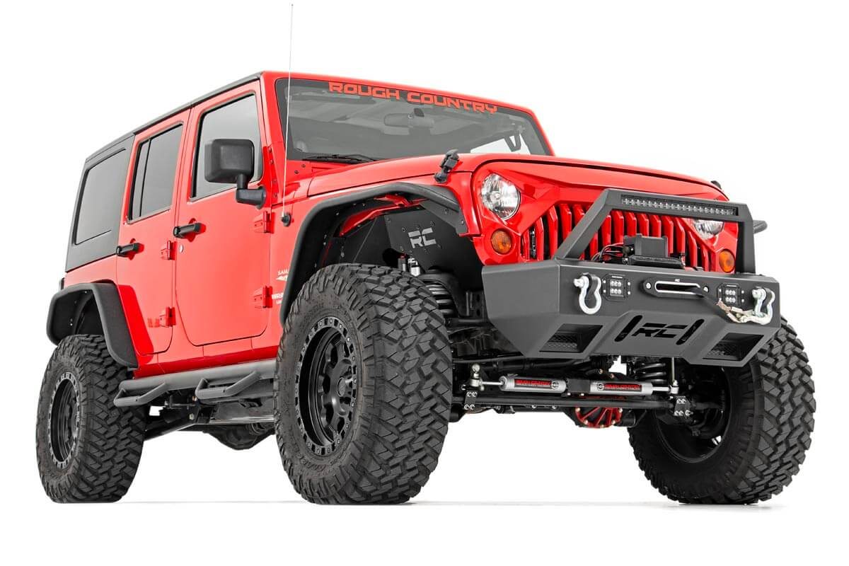 Rough Country | Lift Kits | 4.0 Inch Jeep Long Arm Suspension Lift Kit w/ Vertex Adjustable Reservoir Shocks 12-18 Wrangler JK 4-door Rough Country | 78650A