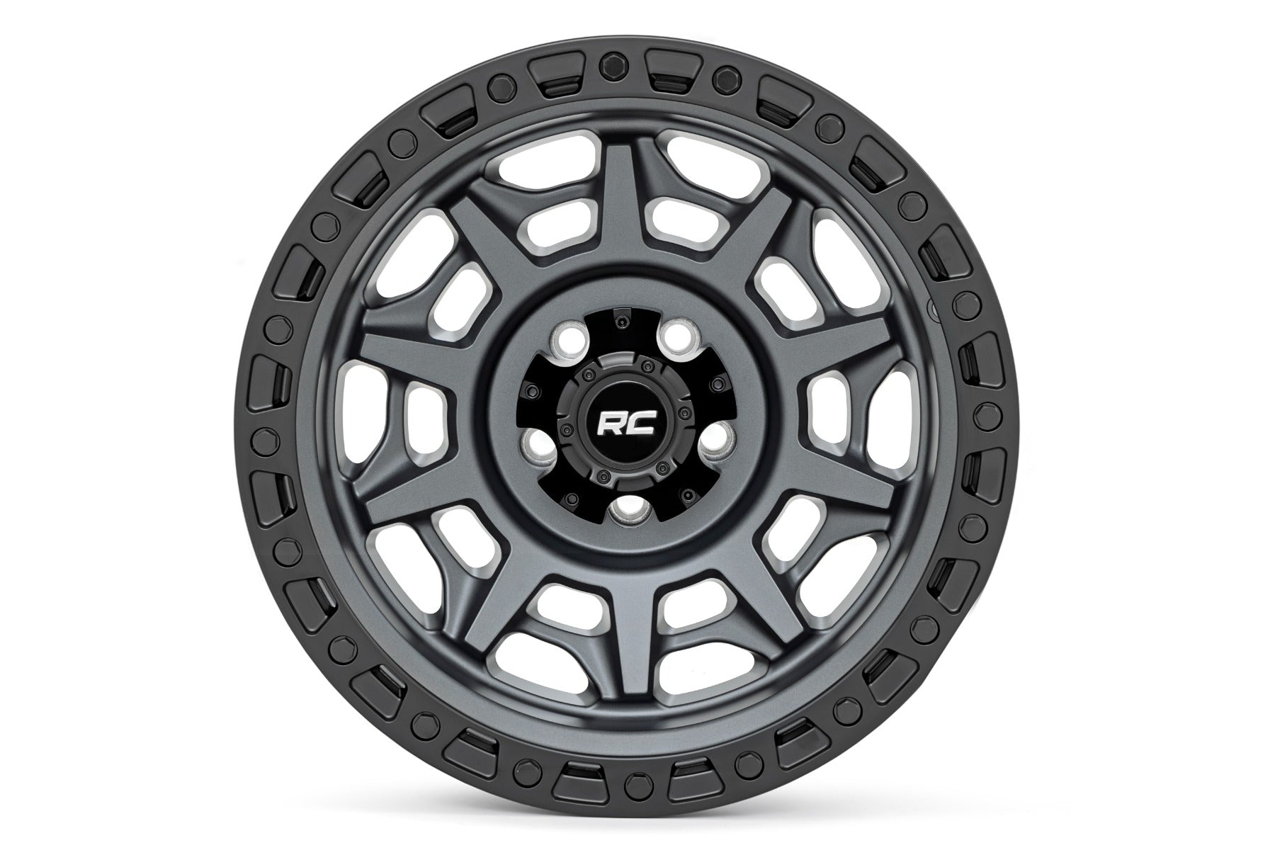 Rough Country | Wheels|Tire & Wheels | Rough Country 85 Series Wheel Simulated Beadlock Gunmetal Gray/Black 17x9 6x135 -12mm Rough Country | 85170917