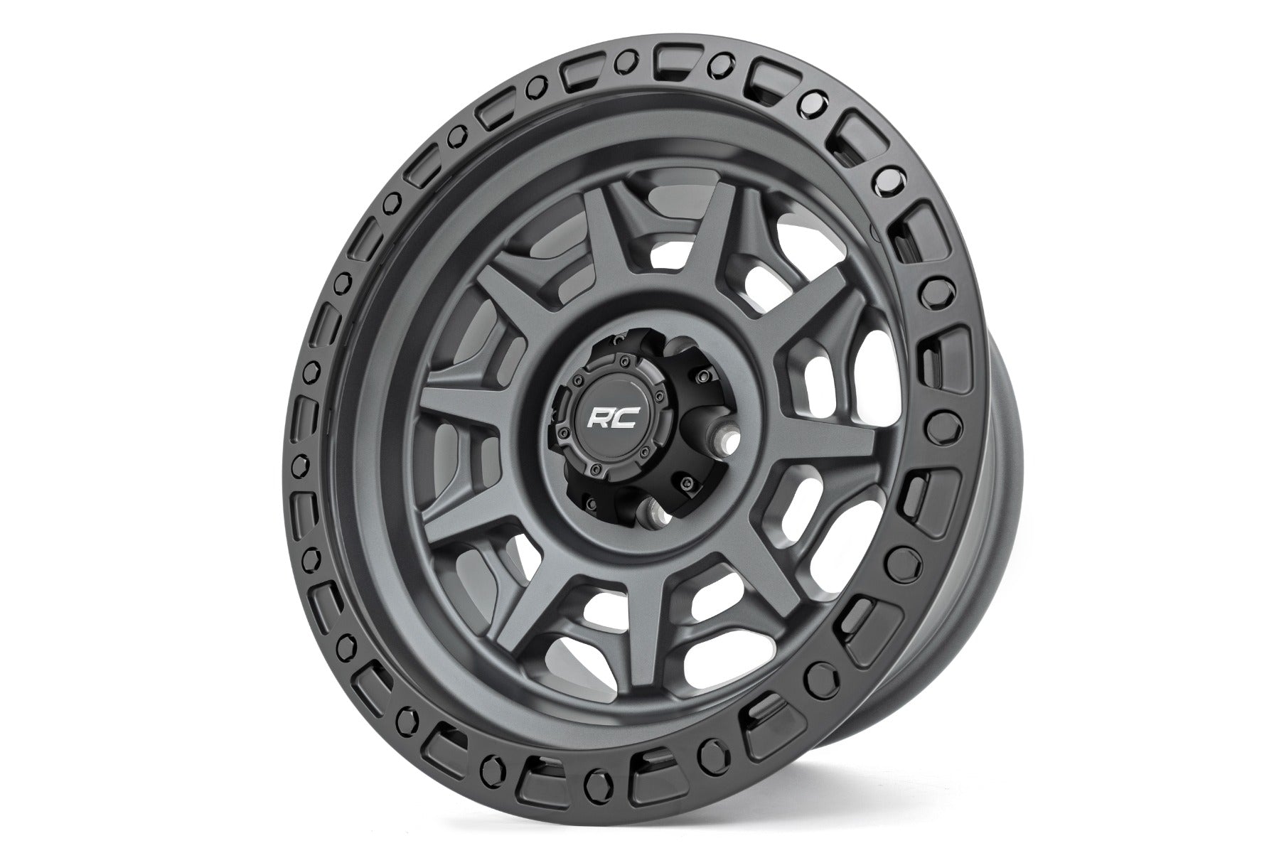 Rough Country | Wheels|Tire & Wheels | Rough Country 85 Series Wheel Simulated Beadlock Gunmetal Gray/Black 17x9 6x135 -12mm Rough Country | 85170917