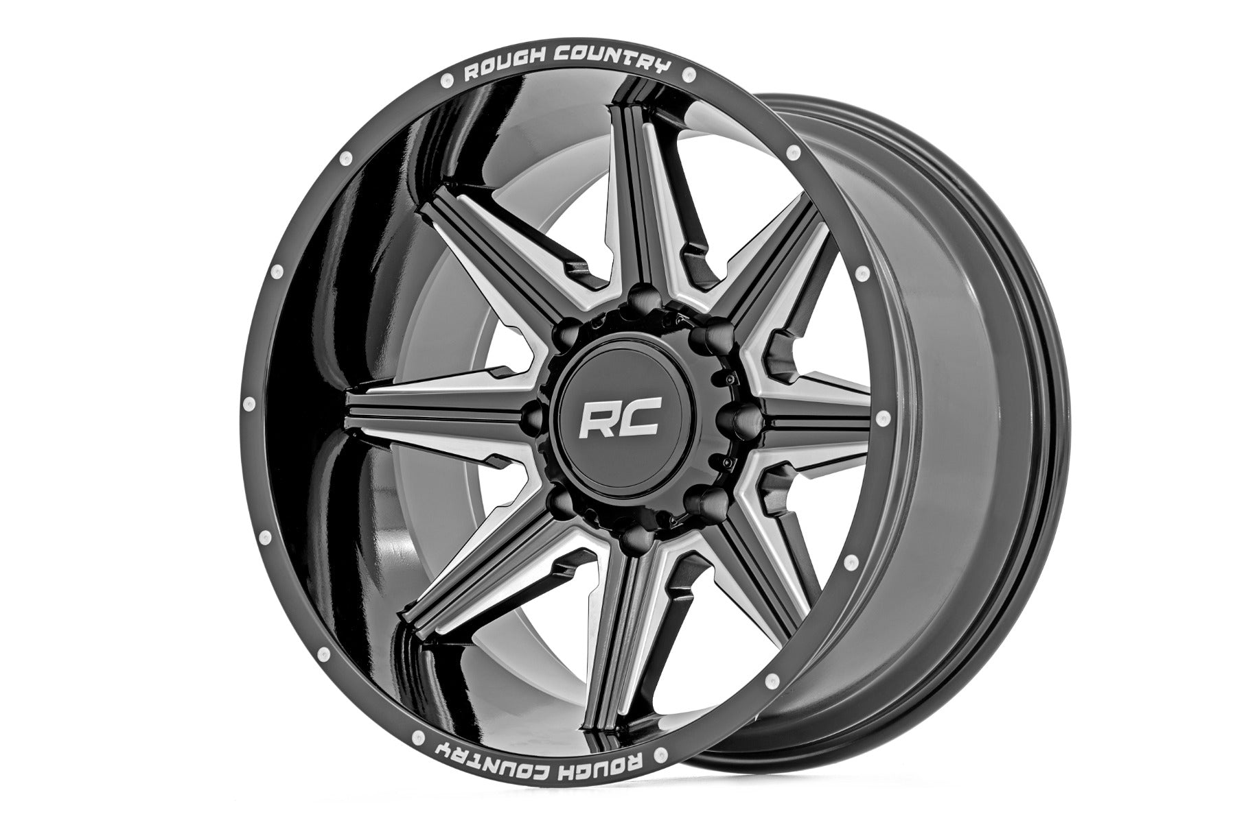 91 Series Milled One-Piece Gloss Black 20x12 8x6.5 -44mm Rough Country