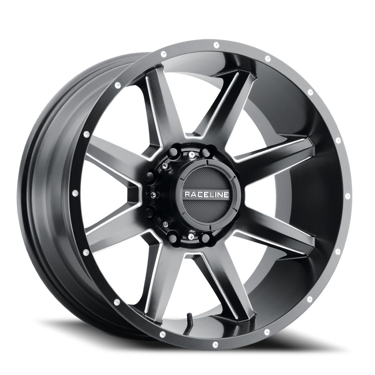 RACELINE | Aluminum Wheels | Aluminum Wheels 20x10 Stryker 954M Milled-Dimples Satin Black -19 Offset 5 on 127 Bolt Pattern 78.1 Bore Raceline | 954M-21050-19