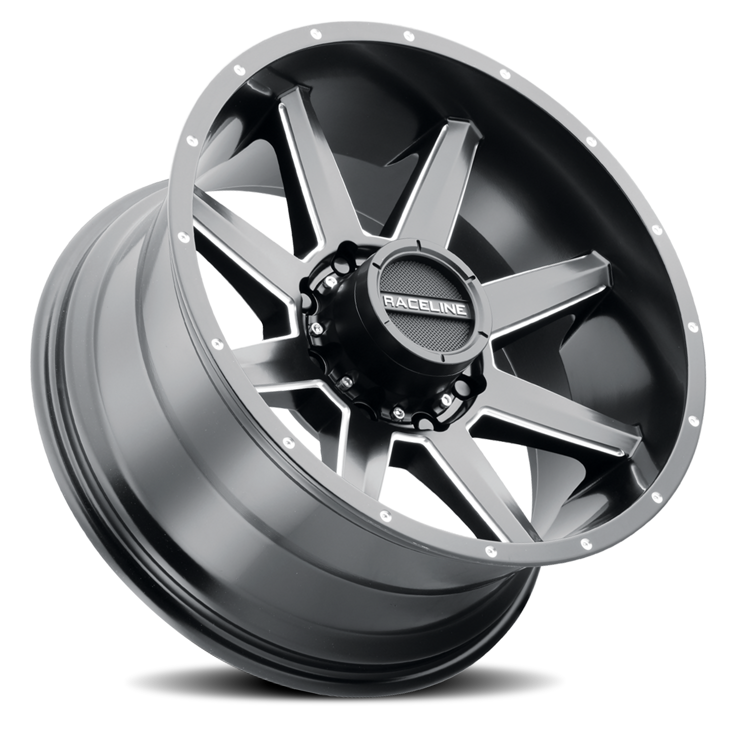 RACELINE | Aluminum Wheels | Aluminum Wheels 20x10 Stryker 954M Milled-Dimples Satin Black -19 Offset 5 on 127 Bolt Pattern 78.1 Bore Raceline | 954M-21050-19