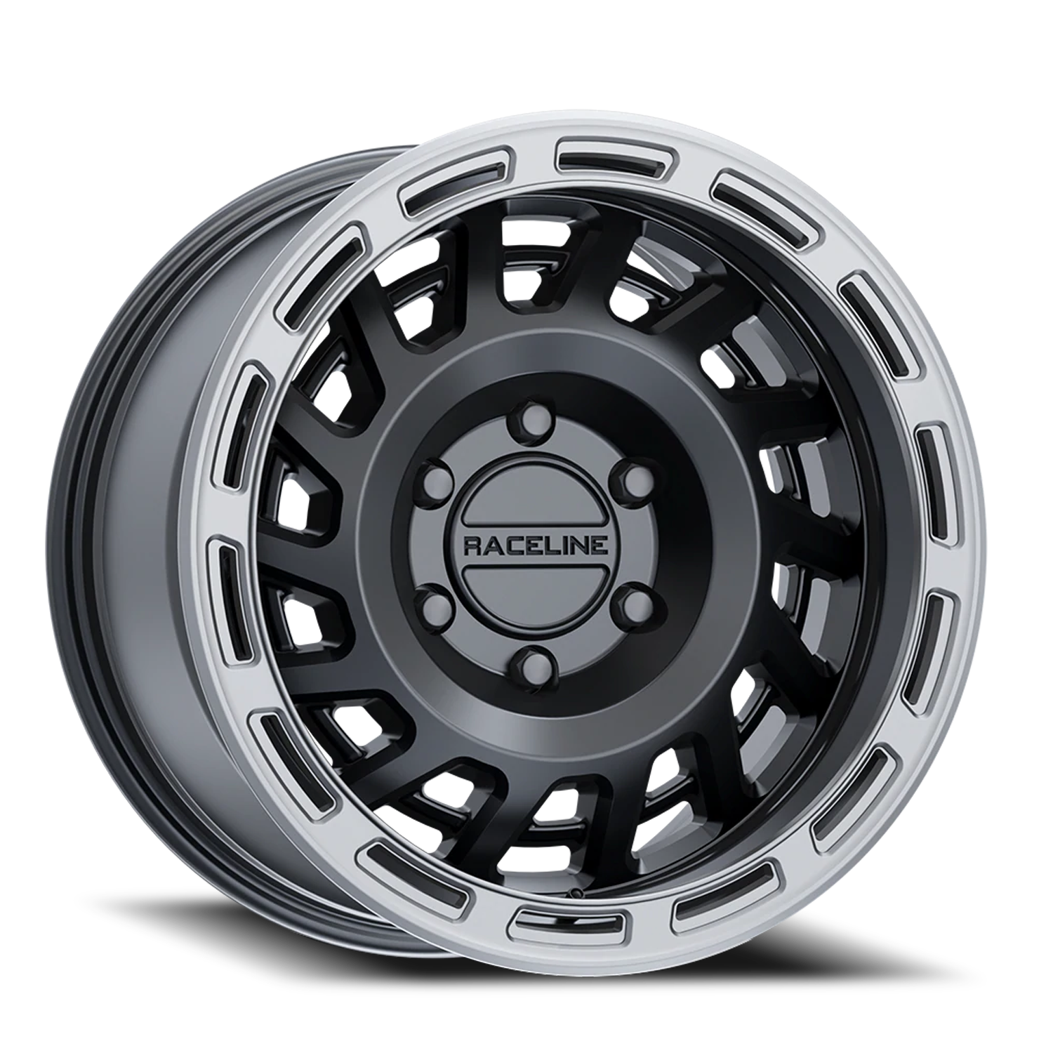 RACELINE | Aluminum Wheels | Aluminum Wheels 17x8.5 Halo 957BS Satin Black Silver Ring 0 Offset 6 on 135 Bolt Pattern 87.1 Bore Raceline | 957BS-78565-00