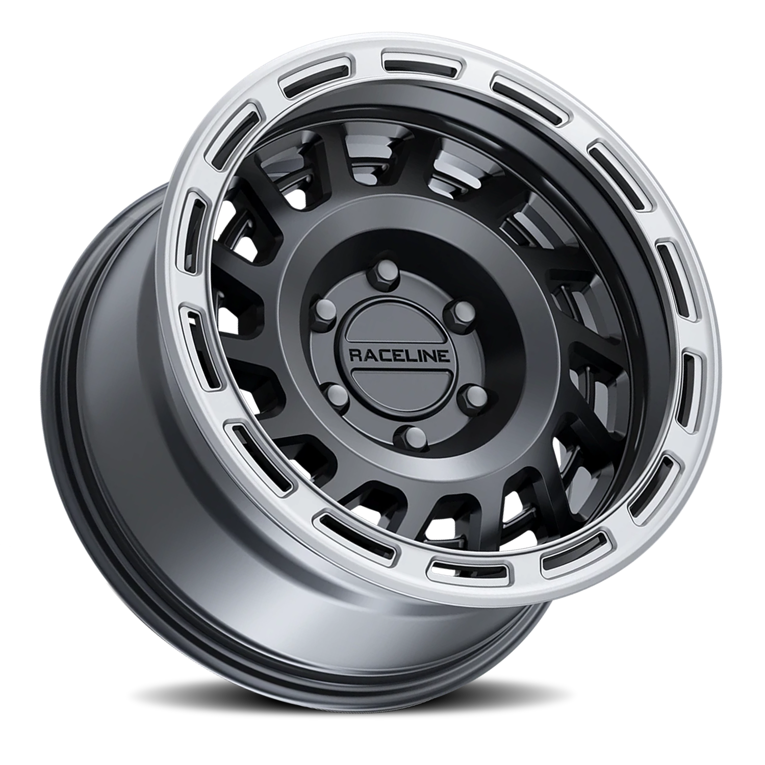 RACELINE | Aluminum Wheels | Aluminum Wheels 17x8.5 Halo 957BS Satin Black Silver Ring 0 Offset 6 on 135 Bolt Pattern 87.1 Bore Raceline | 957BS-78565-00