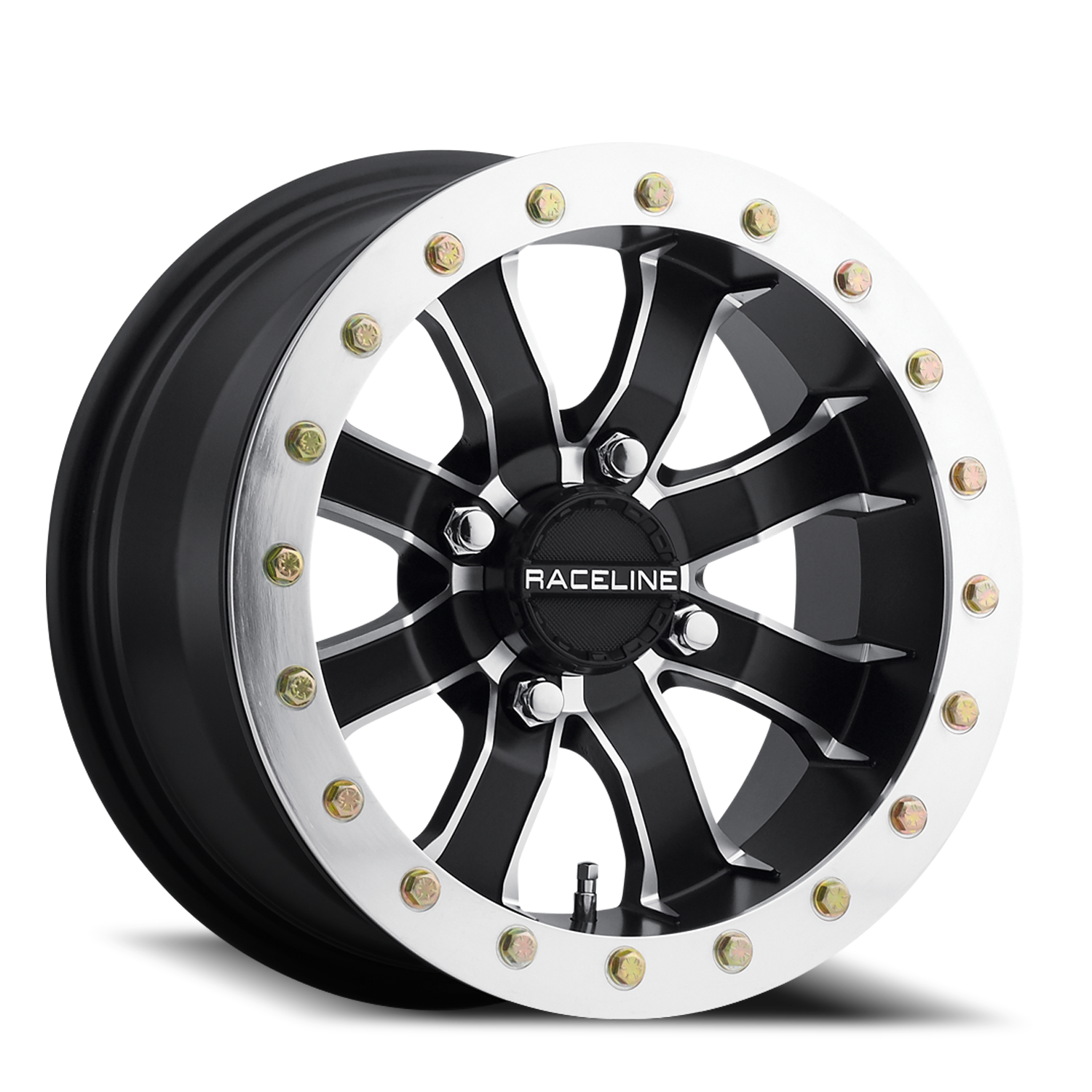 RACELINE | Aluminum Wheels | Aluminum Wheels 14x7 Mamba Beadlock UTV A71 Machined Lip Satin Black 30 Offset 4 on 156 Bolt Pattern Raceline | A7147056-61