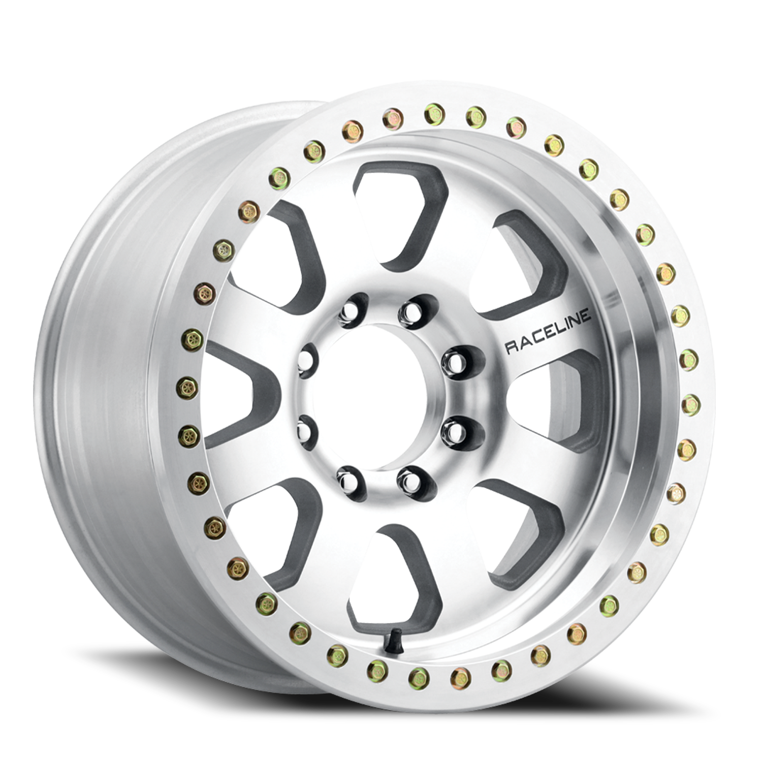 RACELINE | Aluminum Wheels | Aluminum Wheels 17x9 Avenger Beadlock RT260M Machined Silver -12 Offset 8 on 165.1 Bolt Pattern 130.81 Bore Raceline | RT260M-79080-12